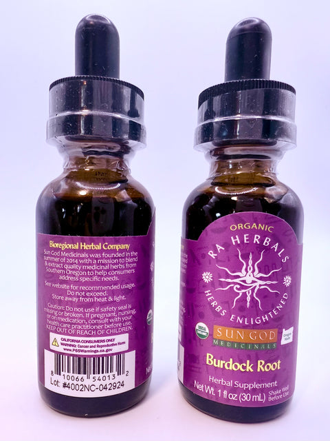 Organic Burdock Root Tincture – 1 oz | RA Herbals by Sun God Medicinals