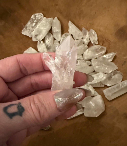 Clear Quartz Crystal Point: Polished Reiki Wand, Crown Chakra Stone - SYN - ergy