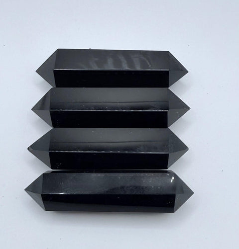 Double Terminated Obsidian Wand | Grounding & Protection Crystal | Energy Clearing Tool | Black Obsidian Point - SYN - ergy