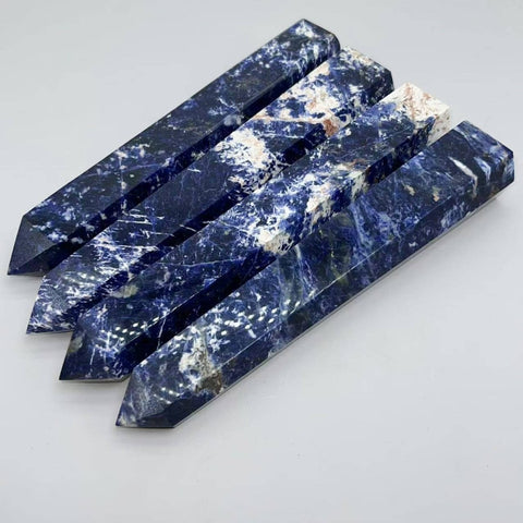Natural Sodalite Tower – 7" - 10" Tall Blue Decorative Crystal: Small - SYN - ergy