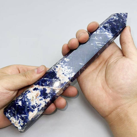 Natural Sodalite Tower – 7" - 10" Tall Blue Decorative Crystal: Small - SYN - ergy
