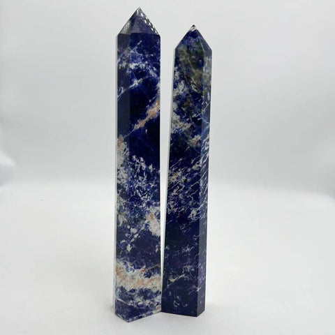 Natural Sodalite Tower – 7" - 10" Tall Blue Decorative Crystal: Small - SYN - ergy