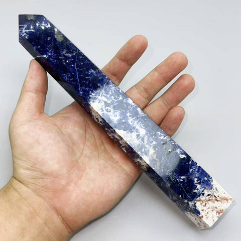 Natural Sodalite Tower – 7" - 10" Tall Blue Decorative Crystal: Small - SYN - ergy
