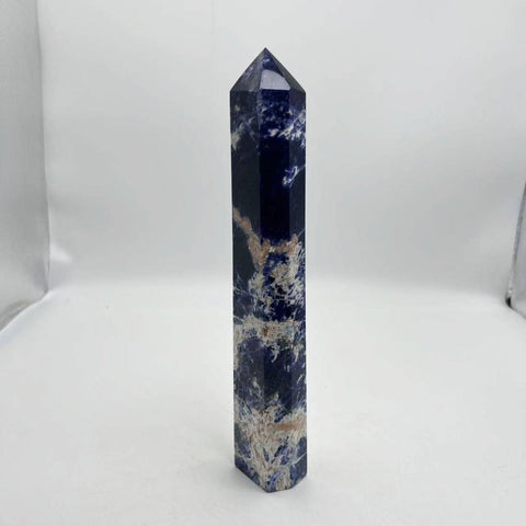Natural Sodalite Tower – 7" - 10" Tall Blue Decorative Crystal: Small - SYN - ergy