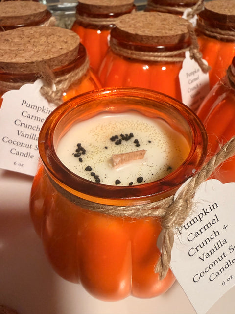 Autumn Alchemy| Pumpkin Glass Soy Candle | Pumpkin Carmel Crunch + Vanilla