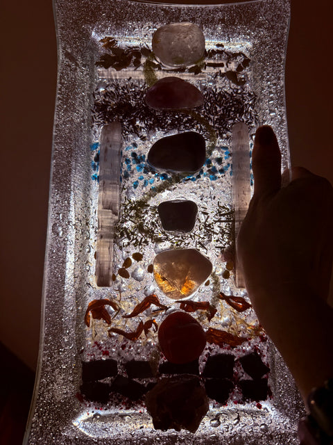 Chakra Alignment Sacred Altar | Layered Botanical Resin Art with Crystals - SYN-ergy