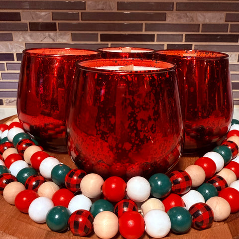 Snickerdoodle Coconut Soy Wax Candle – 14 oz Luxe Red Metallic | Wood Wick Holiday Candle - SYN-ergy