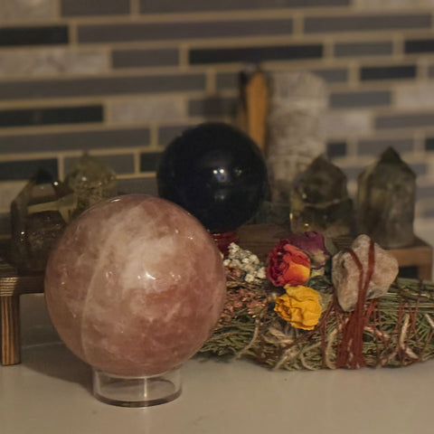 Rose Quartz Sphere 3.5”|Heart Chakra • Love & Emotional Healing