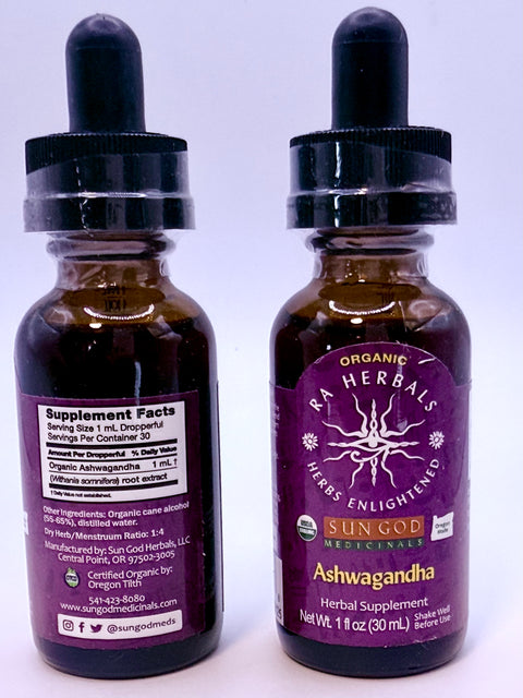 Organic Ashwagandha Tincture – 1 oz | RA Herbals by Sun God Medicinals