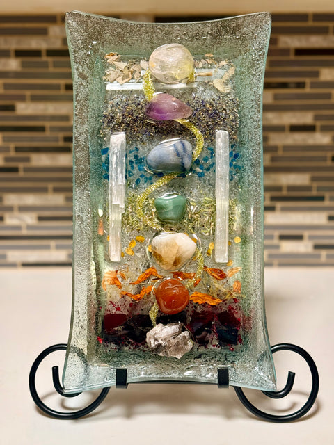 Chakra Alignment Sacred Altar | Layered Botanical Resin Art with Crystals - SYN-ergy