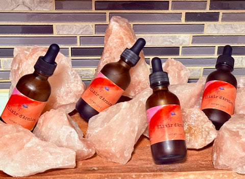 Arnica Elixir – Vetiver & Sandalwood | Rose Quartz Infused | 2 oz