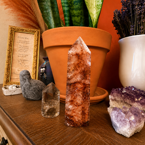 Large Fire Quartz (Hematoid) Tower