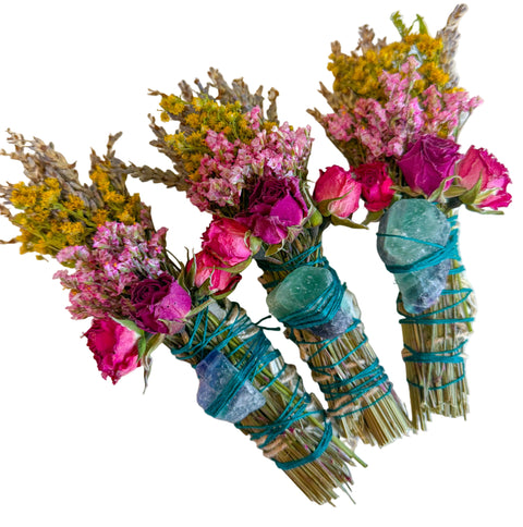 Fluorite Crystal Smudge Stick|White Sage & Lavender for Cleansing and Clarity