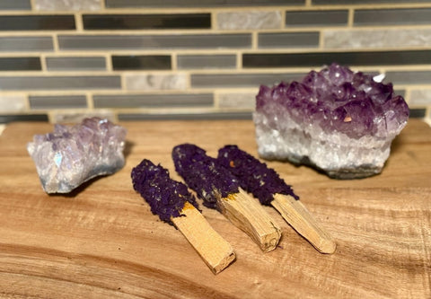 Amethyst Bloom Palo Pops | Palo Santo Smudge Sticks| Spiritual Cleansing & Relaxation Rituals - SYN - ergy