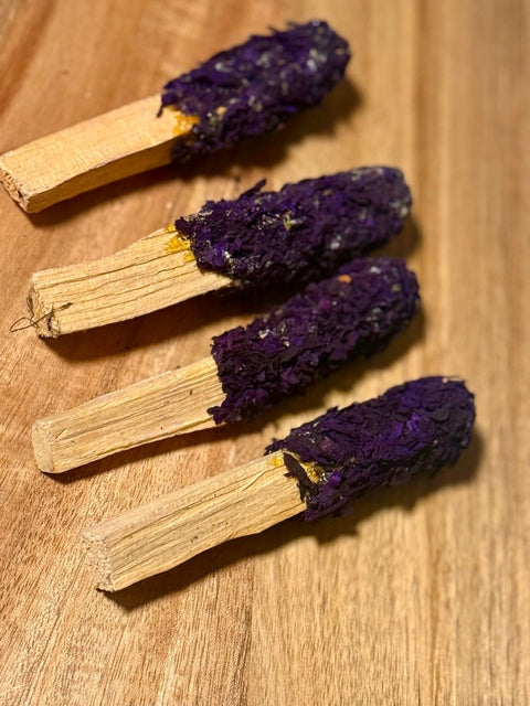 Amethyst Bloom Palo Pops | Palo Santo Smudge Sticks| Spiritual Cleansing & Relaxation Rituals - SYN - ergy
