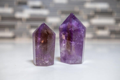 Ametrine Tower | Amethyst and Citrine Crystal Point | Polished Stone for Focus, Abundance & Manifestation | Clarity