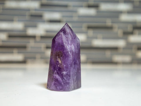 Ametrine Tower | Amethyst and Citrine Crystal Point | Polished Stone for Focus, Abundance & Manifestation | Clarity