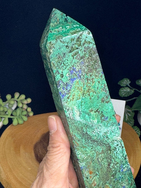 Chrysocolla with Azurite Tower (8.5”) |High - Vibration Healing Crystal| Exact Piece Shown - SYN - ergy
