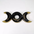 Crystal Moon Phase Sphere Stand|Black & Gold Crescent Moon Display | Altar Decor | Crystal Ball Holder - SYN - ergy
