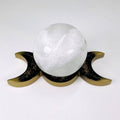 Crystal Moon Phase Sphere Stand|Black & Gold Crescent Moon Display | Altar Decor | Crystal Ball Holder - SYN - ergy