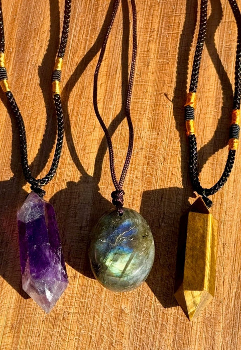 Crystal Pendent Necklaces|Double Terminated & Polished Stones - SYN - ergy