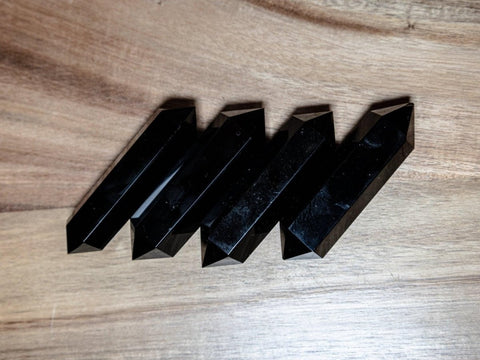 Double Terminated Obsidian Wand | Grounding & Protection Crystal | Energy Clearing Tool | Black Obsidian Point - SYN - ergy