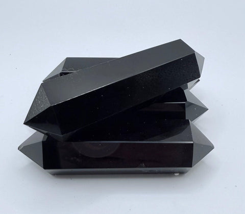 Double Terminated Obsidian Wand | Grounding & Protection Crystal | Energy Clearing Tool | Black Obsidian Point - SYN - ergy