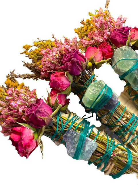 Fluorite Crystal Smudge Stick|White Sage & Lavender for Cleansing and Clarity - SYN - ergy