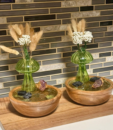 Forest Fae Altar Bowl|Crystal & Resin Sacred Space Decor | Eco Gift | Handmade Incense & Flower Holder - SYN - ergy