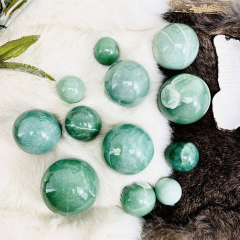 Green Aventurine Polished Crystal Sphere (50–100g) | Luck, Abundance & Heart Healing - SYN - ergy