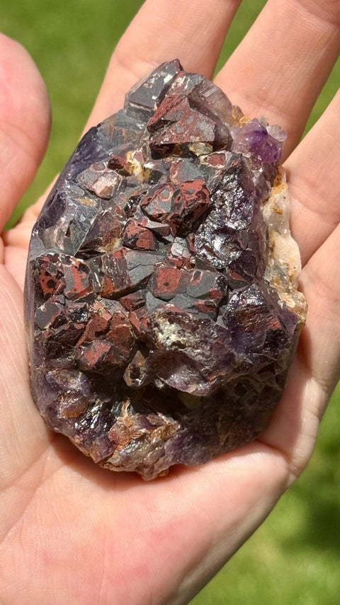 Hematite Alien Amethyst Cluster • Spirit Quartz for Grounding and Intuition • Rare Cactus Amethyst Crystal • Aura Protection & Energy Cleari - SYN - ergy