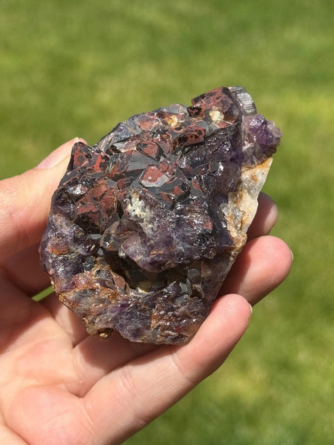 Hematite Alien Amethyst Cluster • Spirit Quartz for Grounding and Intuition • Rare Cactus Amethyst Crystal • Aura Protection & Energy Cleari - SYN - ergy