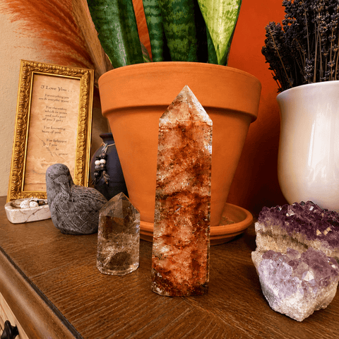 Large Fire Quartz (Hematoid) Tower - SYN-ergy
