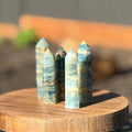 Lemurian Aquatine Calcite Tower | Ocean Blue Calcite Point for Emotional Healing, Intuition & Meditation | Soothing Crystal Energy - SYN - ergy