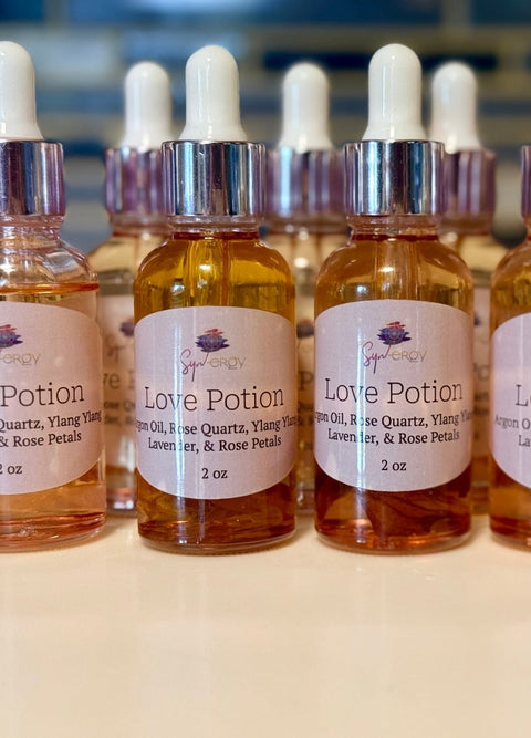 Love Potion Body Oil|Rose Quartz, Argan & Aromatherapy Blend - SYN - ergy