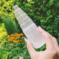 Luminous Selenite Sky Tower| Carved Satin Spar Crystal Point - SYN - ergy