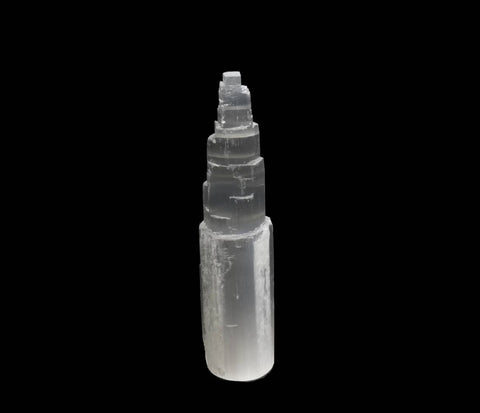 Luminous Selenite Sky Tower| Carved Satin Spar Crystal Point - SYN - ergy