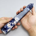 Natural Sodalite Tower – 7" - 10" Tall Blue Decorative Crystal: Small - SYN - ergy