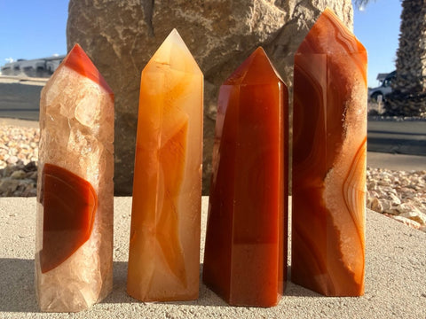Orange Carnelian Tower | Natural Healing Crystal for Motivation, Courage & Energy - SYN - ergy