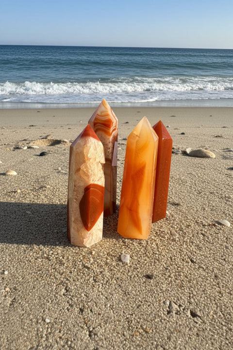 Orange Carnelian Tower | Natural Healing Crystal for Motivation, Courage & Energy - SYN - ergy