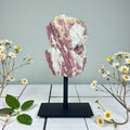 Pink Tourmaline Crystal on Metal Stand|Heart Chakra Stone Display | Brazilian Healing Crystal Decor - SYN - ergy