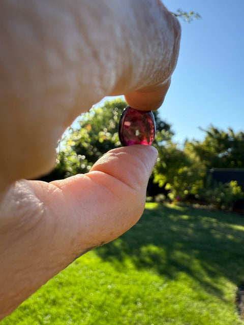 Polished Rhodolite Garnet Cabochon| Deep Pink Garnet Crystal | Root & Heart Chakra Stone | Crystal for Passion & Creativity | Jewelry Making Gem - SYN - ergy