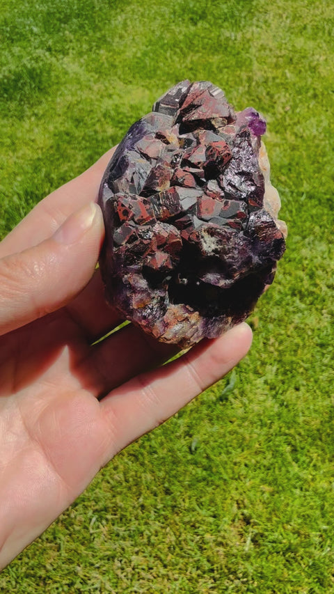 Alien Amethyst Cluster|Hematite-Included Amethyst