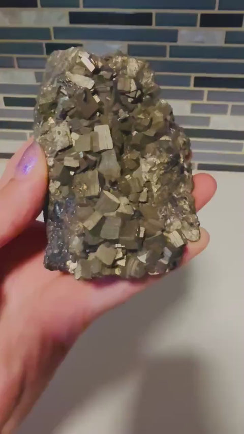 Large Pyrite Cluster – 1 lb 2 oz Fool’s Gold Crystal | Abundance & Protection Stone