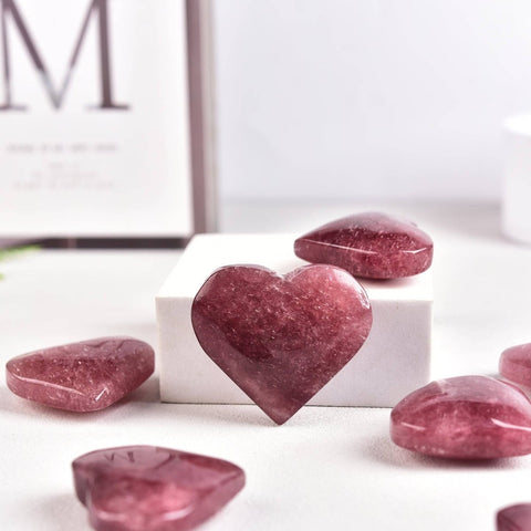 Strawberry Quartz Heart | 2–3 Inch Polished Crystal - SYN-ergy