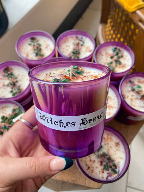 Witches Brew Crystal Candle| Spellbinding Crystal Candle - SYN-ergy